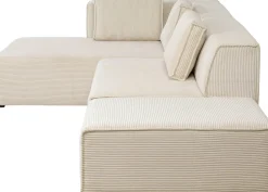 Narożnik Modułowy Sztruksowy Kremowy Lewy 306x182 Cm