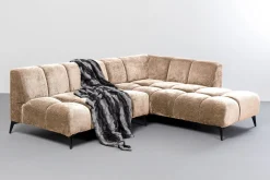 Narożnik Prawy Kremowy Nogi Czarne 250x200 Cm