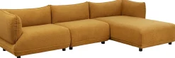 Narożnik Prawy W Kolorze żółtym Tkanina Pluszowa 302x160 Cm