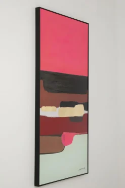Obraz Abstrakcyjne Kształty Ręcznie Malowany 73x143 Cm Różowy