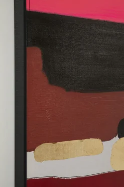 Obraz Abstrakcyjne Kształty Ręcznie Malowany 73x143 Cm Różowy