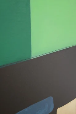 Obraz Abstrakcyjne Kształty Ręcznie Malowany 73x143 Cm Zielony