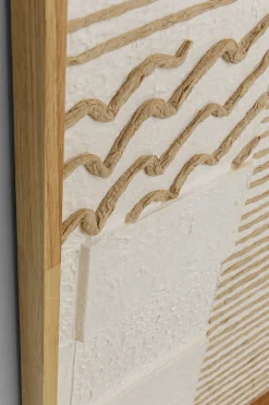 Obraz Boho Biało-naturalny Papier Rama Dębowa 81x122 Cm
