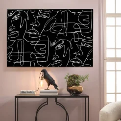 Obraz Czarno-biały Twarze Abstrakcyjne Rama Z Aluminium 150x100 Cm