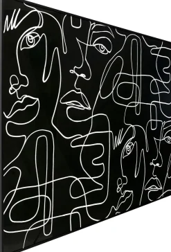 Obraz Czarno-biały Twarze Abstrakcyjne Rama Z Aluminium 150x100 Cm