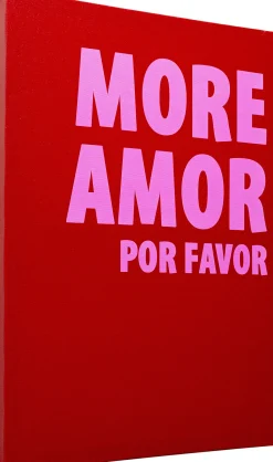 Obraz Czerwony Z Różowym Napisem More Amor Por Favor 40x50 Cm