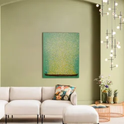 Obraz łódź I Białe Kwiaty 80x100 Cm Zielone Tło