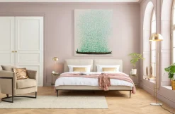 Obraz łódź I Zielone Kwiaty 120x160 Cm Beżowe Tło
