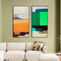Obraz Do Salonu Abstrakcyjny Pomarańczowy 73x143 Cm