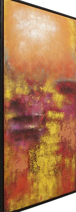 Obraz Do Salonu Duży Ręcznie Malowany Odcienie Czerwieni 125x215 Cm