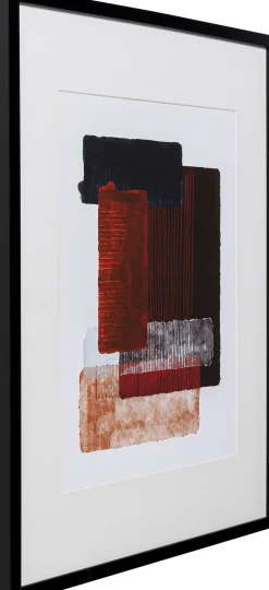 Obraz Do Salonu Motywy Abstrakcyjne Odcienie Czerwone Rama Czarna 60x80 Cm