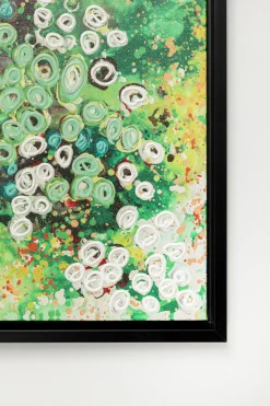Obraz Do Salonu Odcienie Zieleni Detale Ręcznie Malowane 100x100 Cm