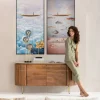 Obraz Kolorowy łódka W Chmurach Rama Czarna 60x120 Cm