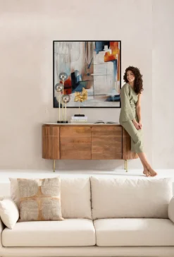 Obraz Kolorowy Motyw Abstrakcyjny Rama Czarna 100x100 Cm