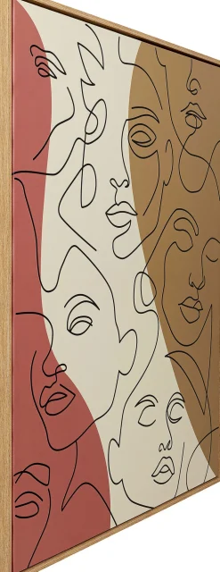 Obraz 3-kolorowy Twarze Abstrakcyjne Rama W Kolorze Naturalnym 90x120 Cm