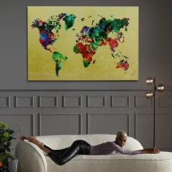 Obraz Metallic Colourful Map 150x100 Cm Kolorowy
