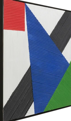 Obraz Ręcznie Malowany Kolorowy Geometryczny 100x100 Cm