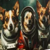 Obraz Szklany Kolorowy 80x60 Cm Psy Astronauci