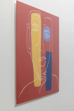 Obraz Szklany Twarz 100x100 Cm Czerwone Tło