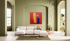 Obraz Szklany Twarz 100x100 Cm Czerwone Tło