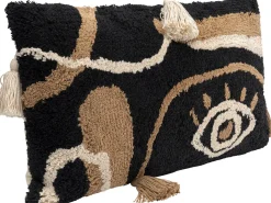 Poduszka Dekoracyjna Boho Z Frędzami 60x35 Cm Oko Czarno-beżowa