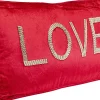 Poduszka Dekoracyjna Czerwona Aksamitna Z Napisem Love 60x35 Cm