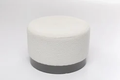 Pufa Kremowa Boucle Okrągła Podstawa Szara Ø55x35 Cm
