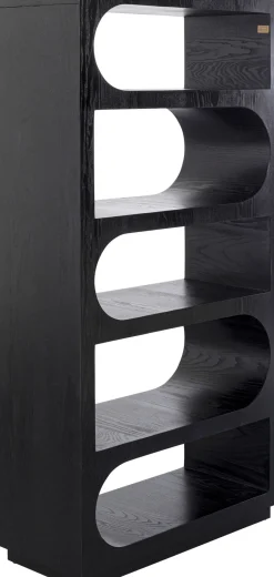 Regał Do Salonu Czarny Fornirowany Podstawa Drewno Mango 90x180 Cm
