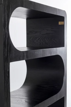 Regał Do Salonu Czarny Fornirowany Podstawa Drewno Mango 90x180 Cm