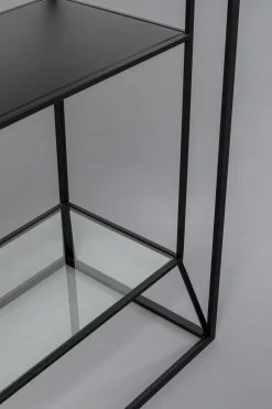 Regał Loft Stal Czarna I Szkło Transparentne 90x200 Cm