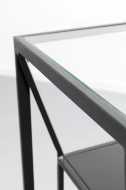 Regał Loft Stal Czarna I Szkło Transparentne 90x90 Cm