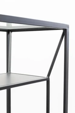 Regał Loft Stal Czarna I Szkło Transparentne 90x90 Cm