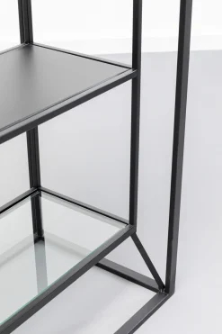 Regał Loft Stal Czarna I Szkło Transparentne 90x90 Cm