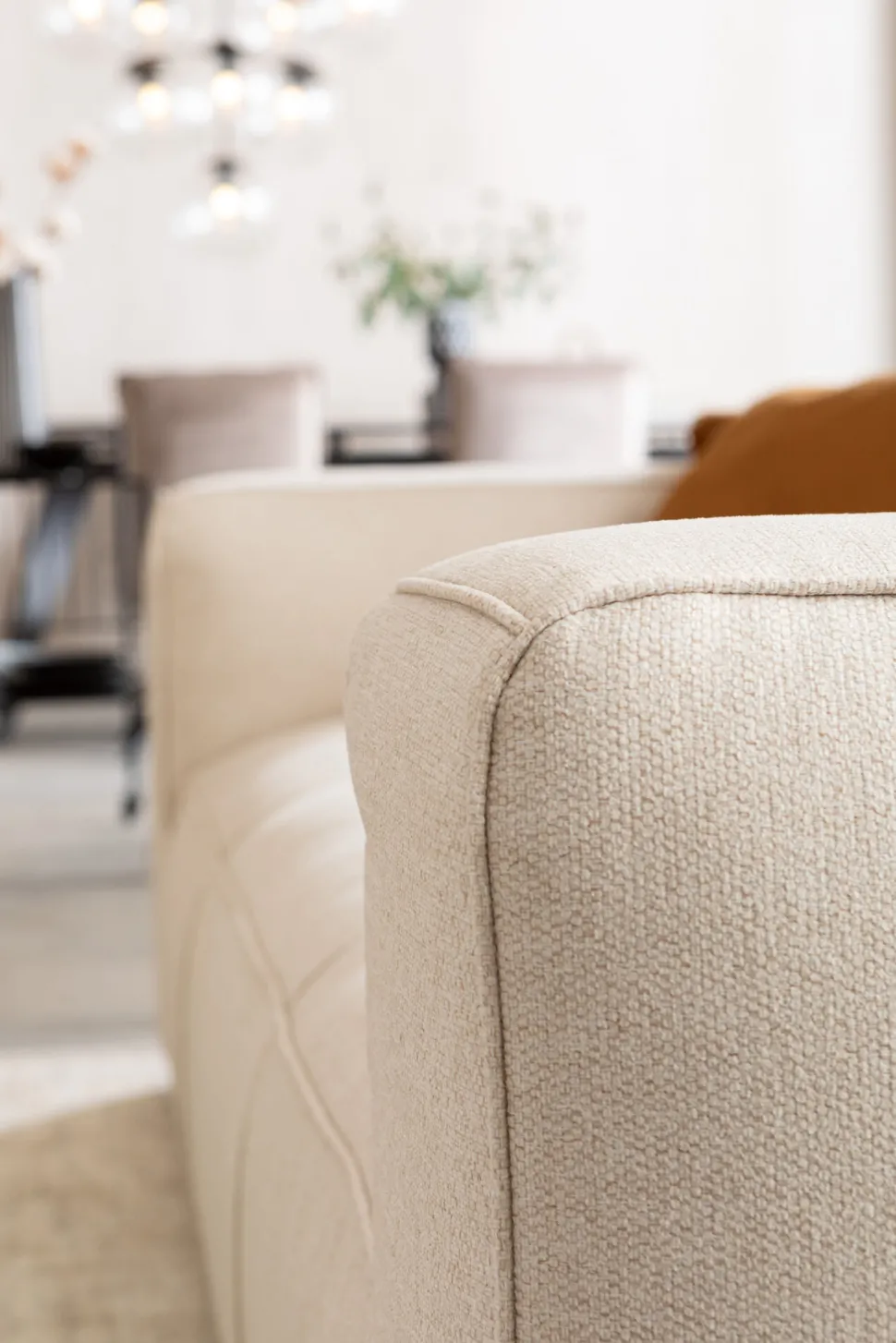 Sofa Cubetto Cord 3 Os. 220 Cm Kremowa