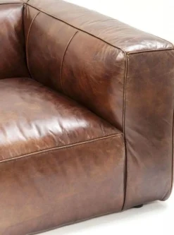 Sofa Cubetto 220x67 Cm Brązowa Skóra Naturalna