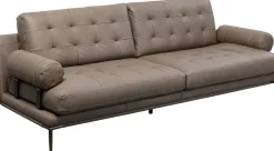 Sofa Ekskluzywna 2-osobowa Skórzana Pikowana Szara 225 Cm