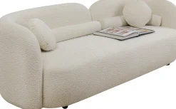 Sofa Kremowa 3-osobowa Tkanina Boucle 225 Cm