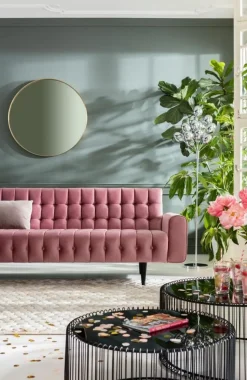 Sofa Milchbar 223x83 Cm Welwetowy Róż