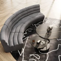 Sofa Modułowa 1 Element Zaokrąglona Welurowa Szara 109 Cm