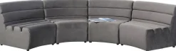 Sofa Modułowa 1 Element Zaokrąglona Welurowa Szara 109 Cm