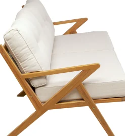 Sofa Ogrodowa 3-osobowa Siedzisko Kremowe 180 Cm Nogi Drewno Akacjowe