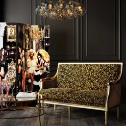 Sofa 2-os. Glamour Do Salonu Panterka Rama Złota 135 Cm