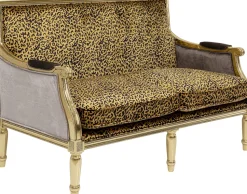 Sofa 2-os. Glamour Do Salonu Panterka Rama Złota 135 Cm