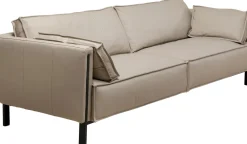 Sofa 3-os. Skórzana Szara Nogi Czarne 233 Cm