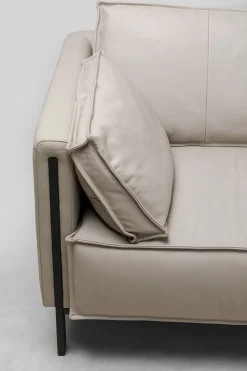 Sofa 3-os. Skórzana Szara Nogi Czarne 233 Cm