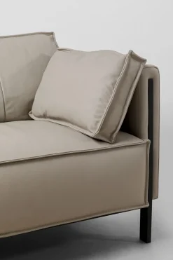 Sofa 3-os. Skórzana Szara Nogi Czarne 233 Cm
