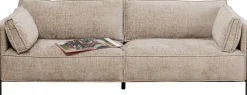 Sofa 3-os. Tapicerowana W Kolorze Szarym Nogi Stal Czarne 233 Cm