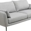 Sofa 3-osobowa 219 Cm Tapicerowana Szara Nogi Czarne