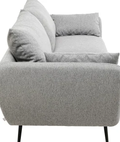 Sofa 3-osobowa 219 Cm Tapicerowana Szara Nogi Czarne