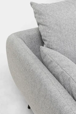 Sofa 3-osobowa 219 Cm Tapicerowana Szara Nogi Czarne
